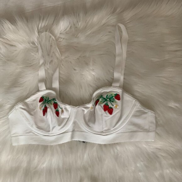 LYREBIRD CottonCloud Strawberry Embroidered Bra & Panty Set SZ LARGE - Picture 2 of 5